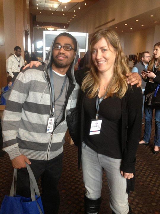 With student at Everywhere Else startup conference in 2013
